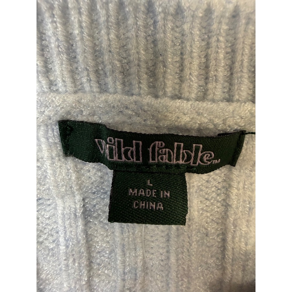 Wild Fable Women's Ribbed Cropped Zip Up Sweater Long Sleeve Light Blue Size L - Picture 10 of 12